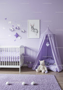 Cozy Lavender Nursery with Canopy Tent and Plush Teddy Bear