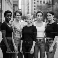 Diverse group of young women standing confidently outdoors