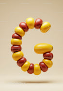 Creative number six shaped from yellow and red fruits