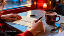 Handwriting a Love Letter by Candlelight with Warm Drink