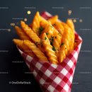 Golden Crinkle Cut Waffle Fries in Checkered Paper Cone