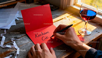 Handwriting Romantic Message in Red Card by Window
