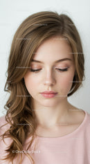 Close-up of Young Woman with Wavy Light Brown Hair and Natural Makeup