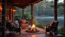 Rustic Cabin Porch with Firepit and Scenic River View