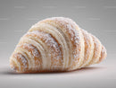 Golden Croissant with Powdered Sugar on Neutral Background