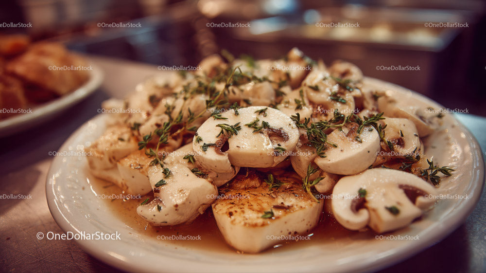 Sautéed Mushrooms with Garlic and Herbs Plate for Gourmet Cuisine