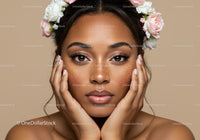 Beautiful Woman with Freckles and Floral Headband Close-up Portrait