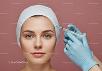 Young Woman Receiving Facial Cosmetic Injection for Rejuvenation
