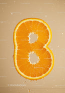 Fresh Orange Slice Forming Number Eight in Water