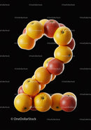 Number two composed of fresh citrus fruits on black