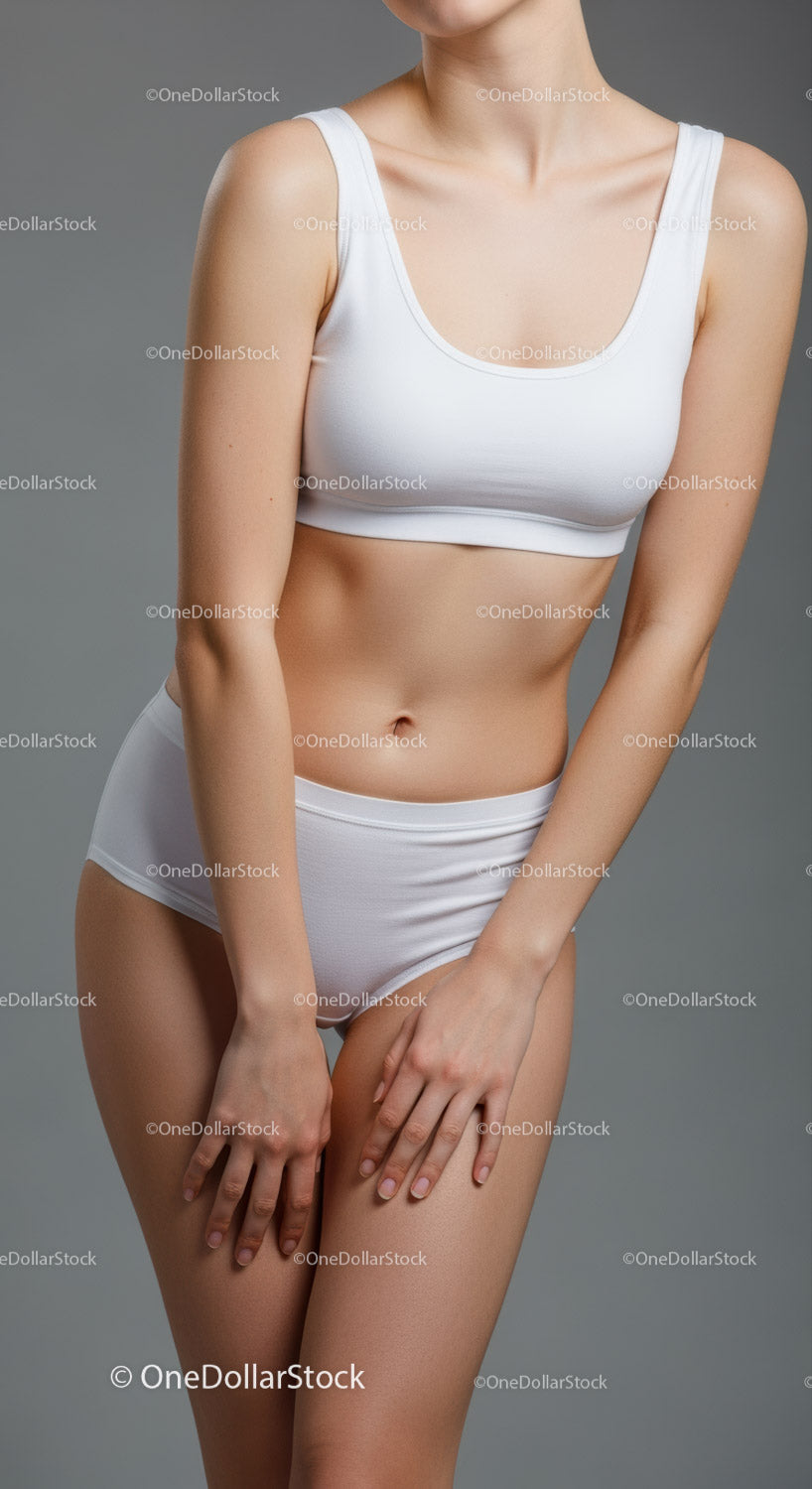 Elegant Woman in White Sportswear Showcasing Fitness and Wellness