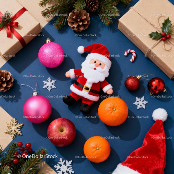 Festive Christmas Layout with Santa Doll and Ornaments