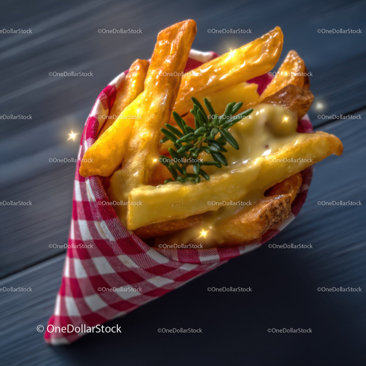 Golden Sweet Potato Fries with Herbs in a Checkered Cone
