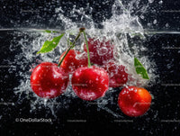 Red Cherries Splashing in Water with Refreshing Effect