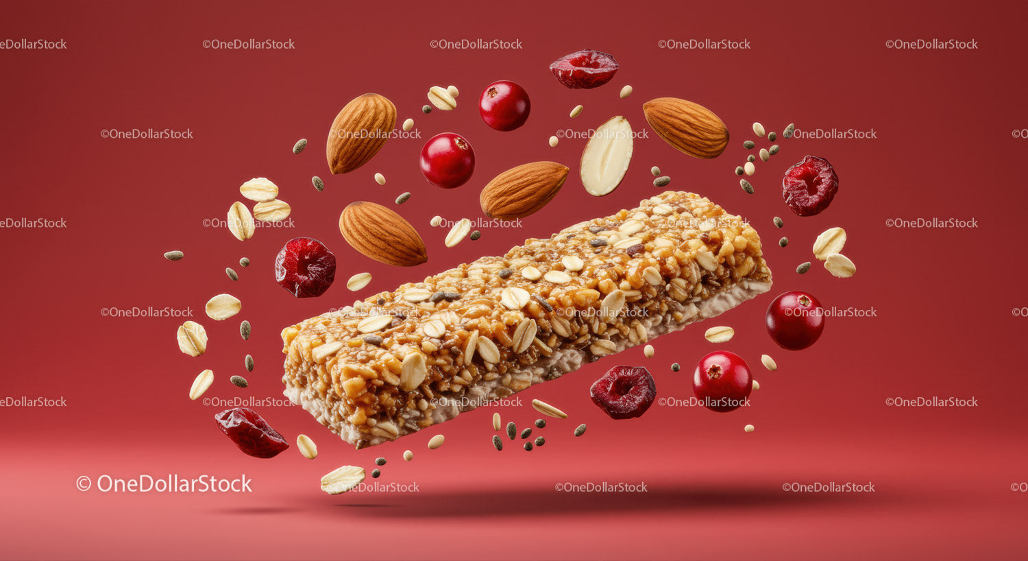 Zdrowy batonik granola z migdałami i latającą żurawiną