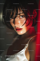Dramatic Close-Up of a Beautiful Woman with Intense Expression