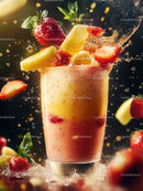 Fruity Splash of Strawberries and Pineapple in a Glass