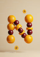 Creative Letter N Made of Floating Fresh Fruits