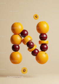 Creative Letter N Made of Floating Fresh Fruits