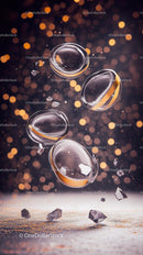 Floating Glass Spheres with Sparkling Bokeh for Celebration and Luxury