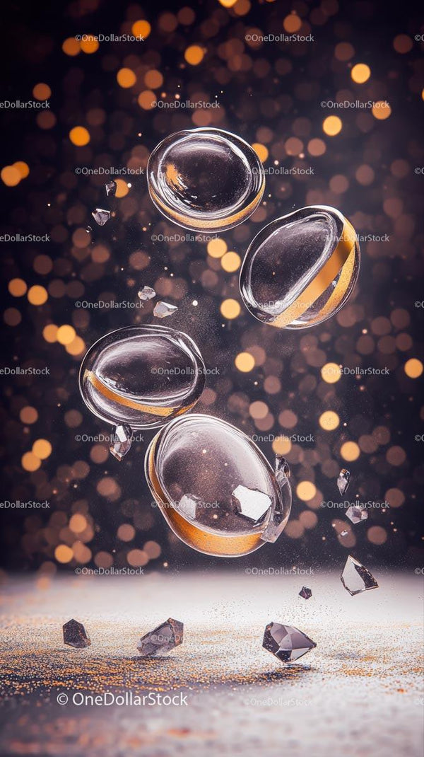 Floating Glass Spheres with Sparkling Bokeh for Celebration and Luxury