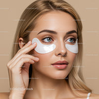 Young Woman Applying Under-Eye Patches for Skincare Routine
