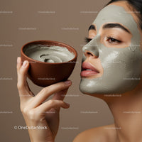 Relaxing Woman with Clay Face Mask in Spa Setting for Skincare