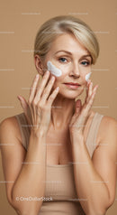 Elegant Mature Woman Applying Skincare Cream for Youthful Skin