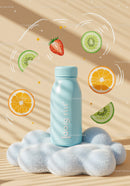 Refreshing probiotic drink with vibrant fruit accents