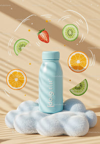 Refreshing probiotic drink with vibrant fruit accents