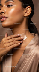 Close-up of a Woman with Glowing Skin and Pearl Skincare Product