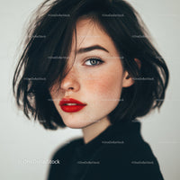 Beautiful Woman with Freckles and Red Lipstick in Modern Portrait