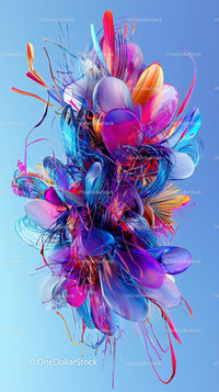 Vibrant Abstract Digital Art with Colorful String Sculpture