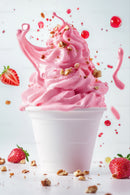 Pink Strawberry Swirl Ice Cream with Nuts and Fresh Berries