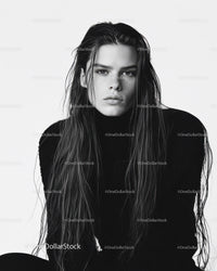 Black and White Portrait of a Young Woman with Wet Hair