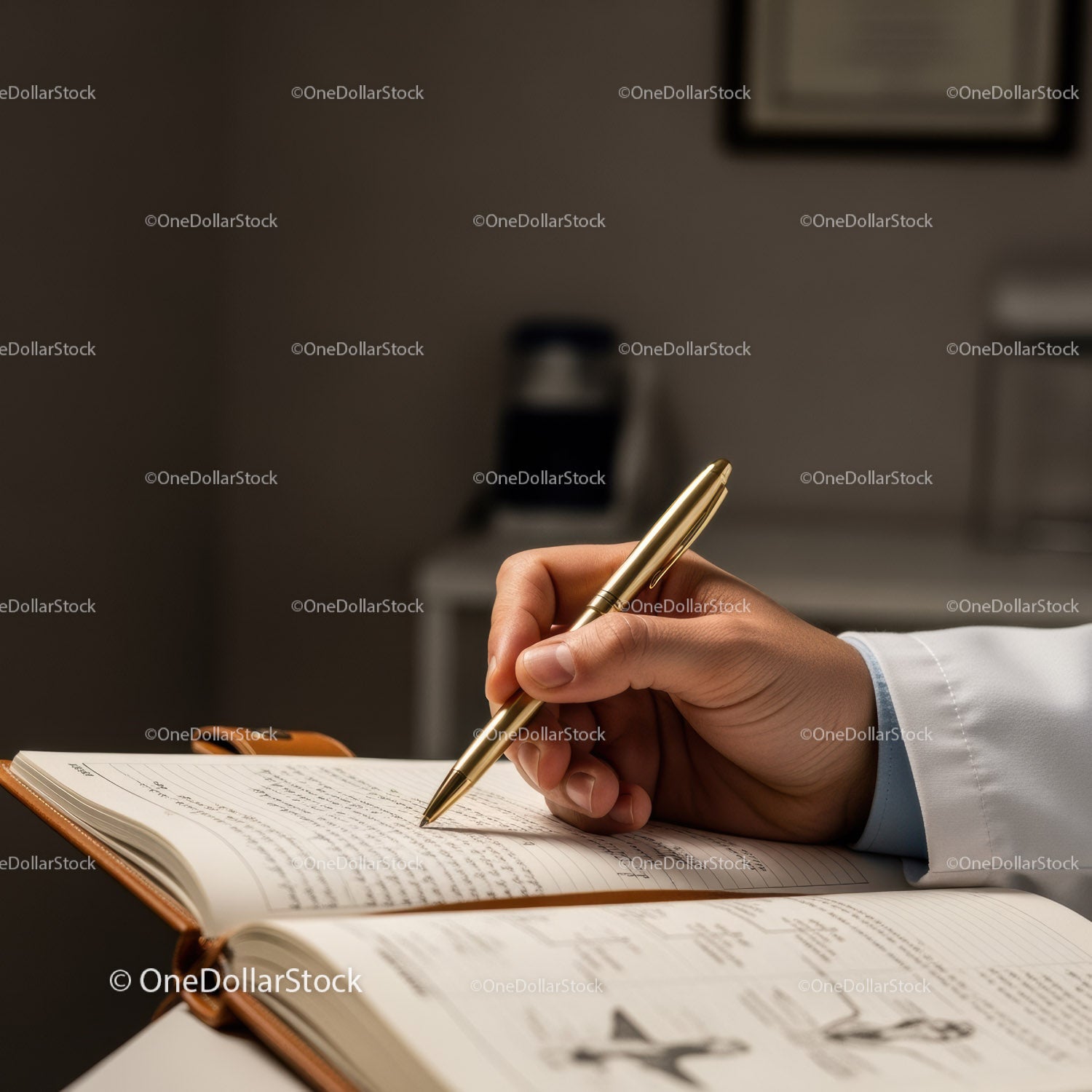 Close-up of a Doctor Writing Notes in a Medical Journal in a Clinical Setting