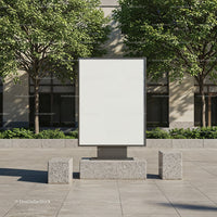 Urban Blank Billboard Surrounded by Green Trees