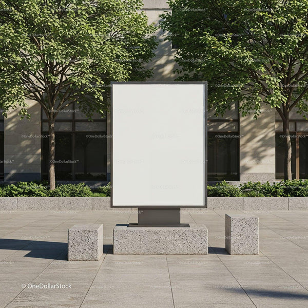 Urban Blank Billboard Surrounded by Green Trees JPG Mockup Image
