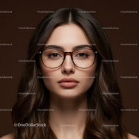 Elegant Woman Wearing Stylish Glasses in Close-Up Portrait