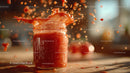 Fresh Red Fruit Jam Splash in a Glass Jar for Food Photography