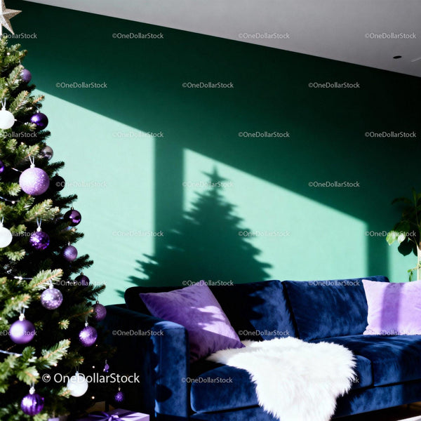 Cozy living room with Christmas tree and soft decor