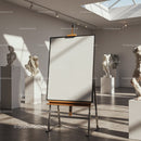 Blank easel in bright modern art gallery interior