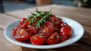 Fresh Cherry Tomatoes with Herbs on White Plate for Healthy Eating