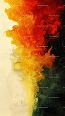 Abstract Colorful Oil Painting with Red Yellow Green Hues