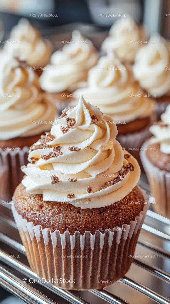 Vanilla Cupcake with Creamy Frosting and Chocolate Sprinkles