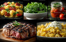 Fresh Vegetable and Meat Gourmet Meal with Pasta and Salad