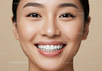 Close up portrait of smiling young woman with perfect skin