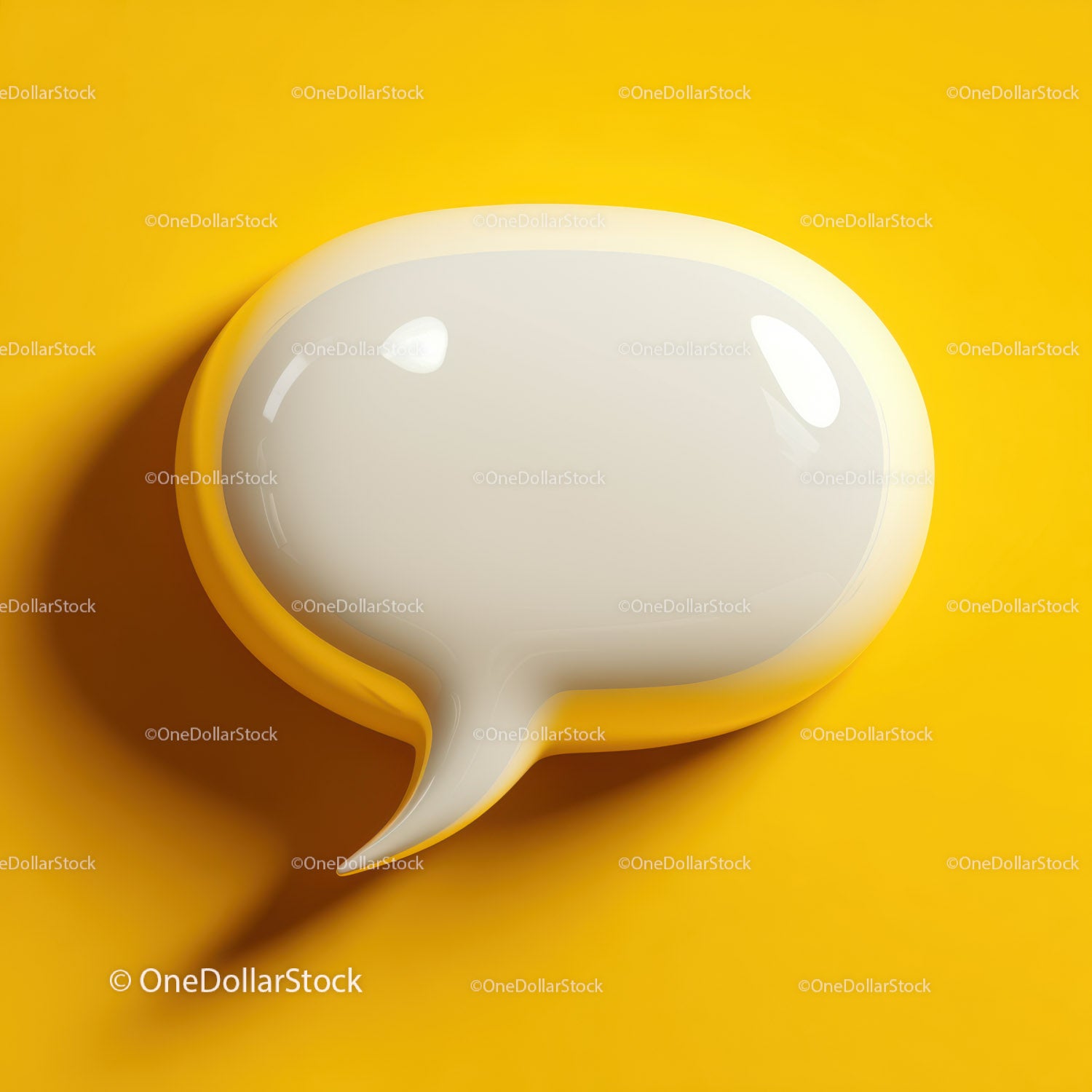 White Speech Bubble on Bright Yellow Background for Communication Design