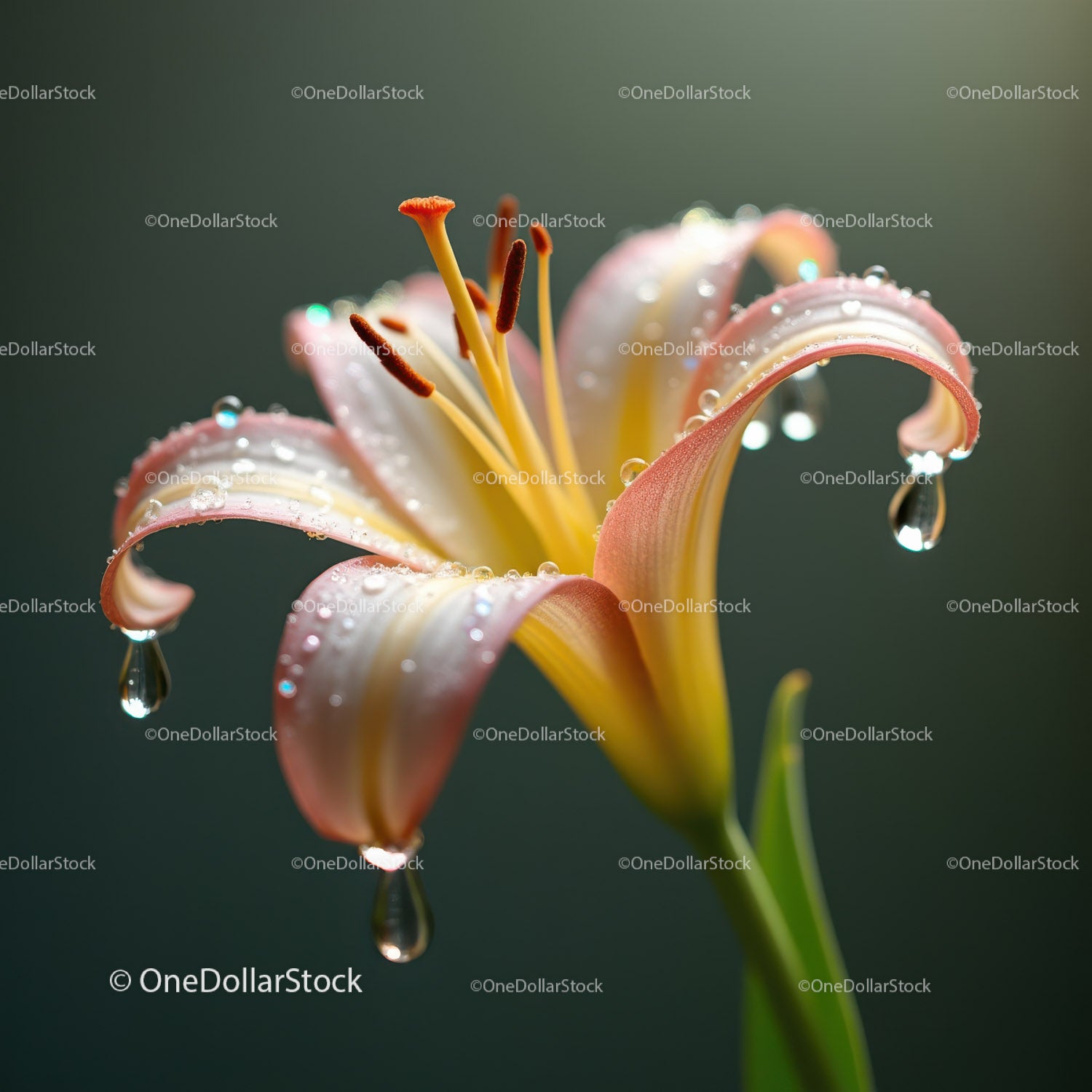 Pink Lily Flower with Water Droplets in Natural Setting