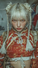 Young Woman with Braided Hair Wearing Stylish Streetwear in Urban Setting